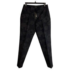 Talbots Heritage Womens Pants Size 4 Floral Embossed Zip No Pockets Black NEW